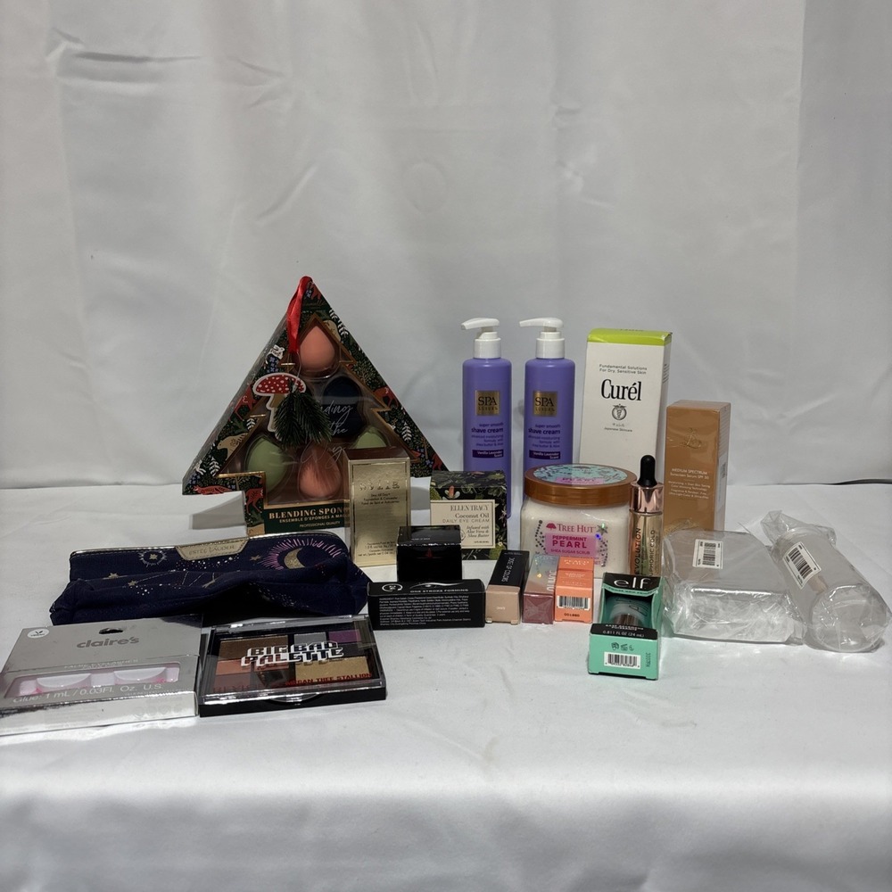 LOT of 20 Makeup & Bath See photos Revlon Peach & Lily Curel Tree Hut Stila